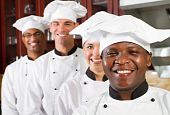 foto of diversity  - group of professional diverse chefs in commercial kitchen - JPG 
