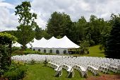 picture of outdoor  - Wedding tent set up for an outdoor wedding or other event - JPG 