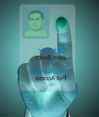 stock photo of security  - Security system door secure data by touch screen negative - JPG 