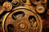 stock photo of watch  - close up view of gears from old mechanism - JPG 