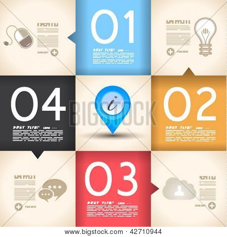 Picture or Photo of Infographic template design - Original geometric paper shapes with shadows. Ideal to display data and informations with modern style.