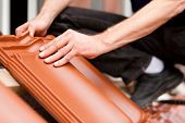 stock photo of construction worker  - Roofing  - JPG 