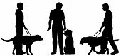foto of dog  - Editable vector silhouettes of a blind man and his guide dog with each man and dog as a separate object - JPG 