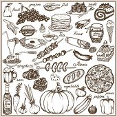 stock photo of food  - Set doodle food - JPG 