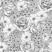 image of contrast  - Seamless floral pattern - JPG 