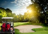 pic of golf  - Golf car on the golf course - JPG 