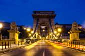 picture of bridge  - Night view of the famous Chain Bridge in Budapest Hungary - JPG 