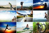pic of sports  - Collage with sport and travel theme - JPG 
