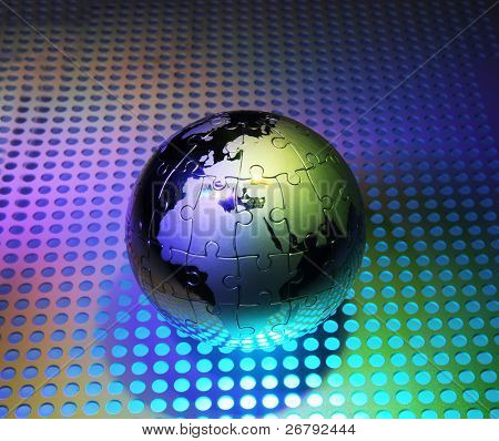 Picture or Photo of Globe with high technology background