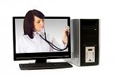 stock photo of health  - Doctor from computer screen  - JPG 