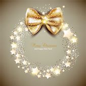stock photo of holidays  - Elegant Christmas wreath with stars and bow - JPG 