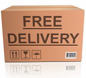 stock photo of order  - free delivery or package shipping order web shop shipment in cardboard box icon for online shopping ecommerce button - JPG 