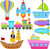 image of transportation  - A set of cute Vector Icons  - JPG 