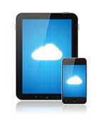 stock photo of computer  - Cloud computing connection on digital tablet pc and modern smart phone - JPG 
