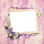 stock photo of  photo  - Retro photo framework with flowers on textured background vintage - JPG 