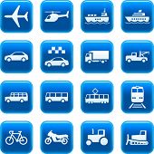 stock photo of transportation  - Set of blue vector buttons with transportation icons - JPG 