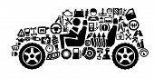 picture of transportation  - vector black auto icons set on gray - JPG 