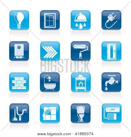 Picture or Photo of Construction and home renovation icons - vector icon set