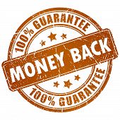 stock photo of money  - Money back vector stamp isolated on white background - JPG 