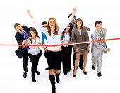 picture of steady  - Businesspeople crossing the finish line - JPG 