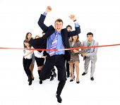 stock photo of steady  - Businesspeople crossing the finish line - JPG 