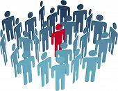 picture of leader  - Key person leader or speaker stands in the middle of a company or group of people - JPG 