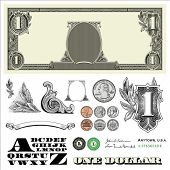picture of money  - Set of detailed vector ornaments loosely based off a one dollar bill - JPG 