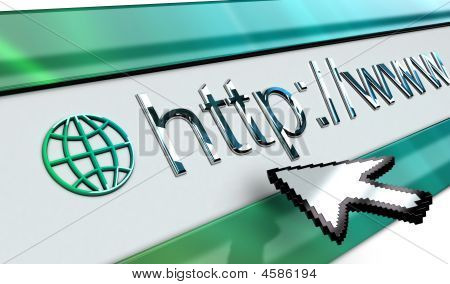 Picture or Photo of Web Internet browser bar in perspective with mouse pointer in vista style.