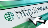 image of web internet  - web Internet browser bar in perspective with mouse pointer in vista style - JPG 