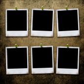 image of  photo  - six photo frame on grunge wall - JPG 
