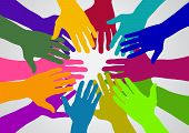foto of shareholders  - Illustration of lots of different colored hands - JPG 