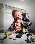 picture of businessmen  - Two angry businessmen fighting for agreement signing - JPG 