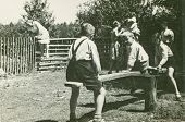 picture of  photo  - Vintage photo of children playing outdoor  - JPG 