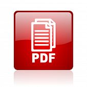 picture of newspaper  - pdf red square glossy web icon on white background - JPG 