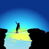 pic of cord  - man walking on tightrope art vector illustration - JPG 