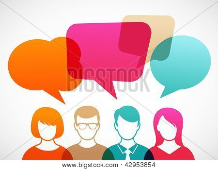 Picture or Photo of People icons with colorful dialog speech bubbles