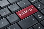 image of finance  - Black keyboard with red solution button on enter key closeup
 - JPG 