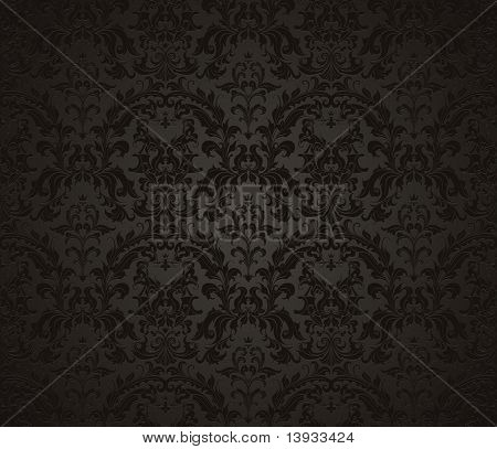 Picture or Photo of Seamless wallpaper pattern, black