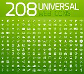 picture of money  - Set of 208 white vector universal icons isolated on green - JPG 