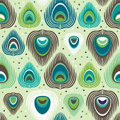 image of exotic  - Seamless exotic peacock pattern background in vector - JPG 