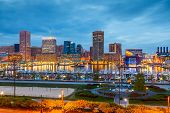 image of buildings  - View on downtown of Baltimore at night - JPG 