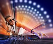 picture of mixer  - DJ with a mixer equipment to control sound and play music - JPG 