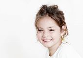 pic of kindergarten  - happy little girl a on white background - JPG 