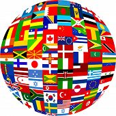 image of globe  - globe planet made up of flags from all over the world - JPG 