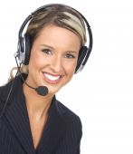 picture of telemarketing  - Beautiful business woman with headset - JPG 