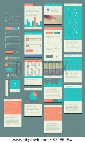flat ui kit for web and mobile ui design page website design